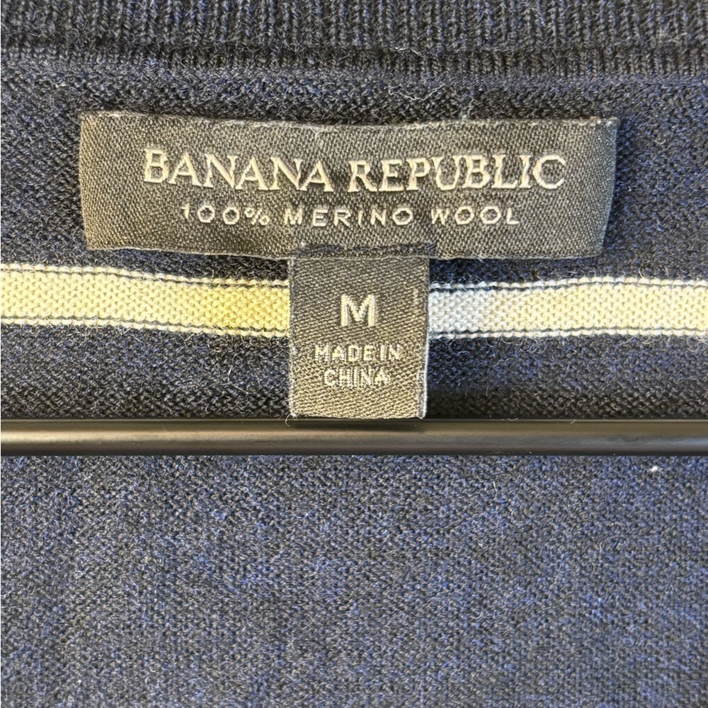 Banana Republic Navy and Red Striped V-Neck Sweater - Picture 3 of 4